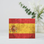 Vintage spanische Flagge gekratzt und getragen Postkarte (Stehend Vorderseite)
