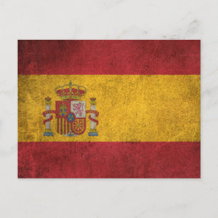 Vintage Spanische Flagge mit Abnutzungsspuren Postkarte