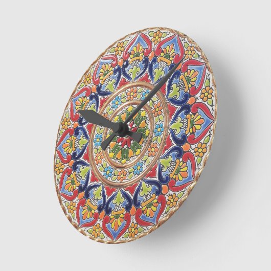 Vintage Spanische Tile Runde Wanduhr (Winkel)