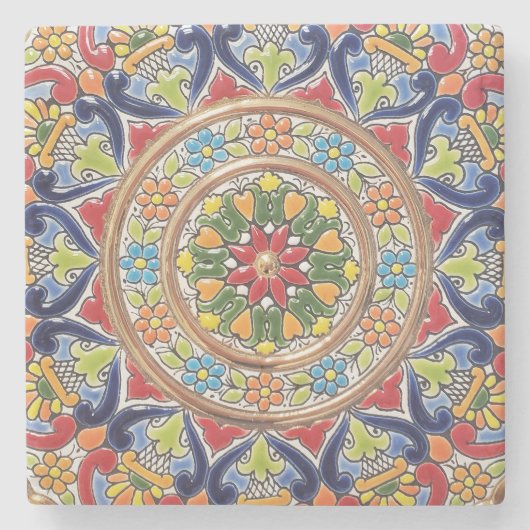 Vintage Spanische Tile Steinuntersetzer (Vorderseite)