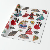 Vintage Spanish Flamenco Dancer women fans art Geschenkpapier (Ungerollt)