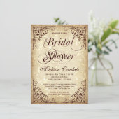 Vintage Sparkle Rustic Bridal Dusche Einladungen (Stehend Vorderseite)