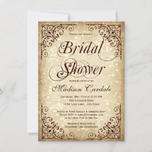 Vintage Sparkle Rustic Bridal Dusche Einladungen