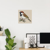 Vintage Sparrow Bird Illustration  Poster (Heimbüro)