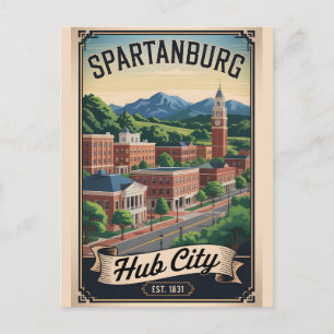 Vintage Spartanburg South Carolina Retro-Reise Postkarte