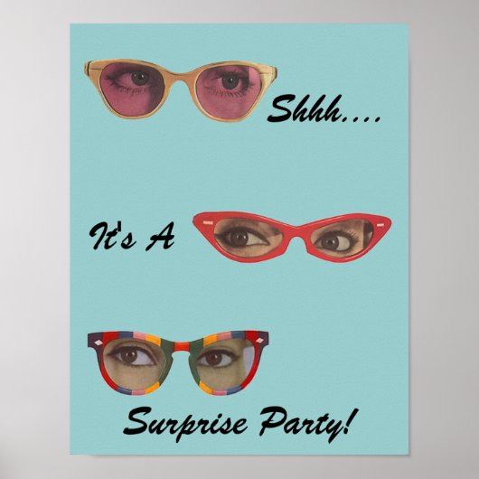 Vintage-Spaß Retro-diskrete Überraschungsparty-Pla Poster (Vorne)