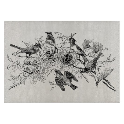 Vintage Spatzen-Vogel-personalisierter Schneidebrett (Vorderseite)