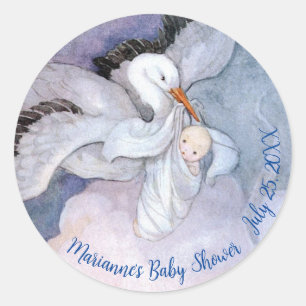 Vintage Special Delivery Storch Baby Shower Runder Aufkleber