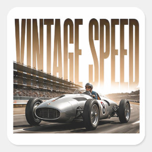 Vintage-Speed-Luxus-Rennsport-Editorial-Grafik Quadratischer Aufkleber