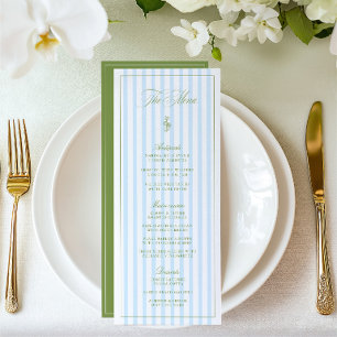 Vintage Speisekarte für Hochzeiten in Grün und Bla Menükarte