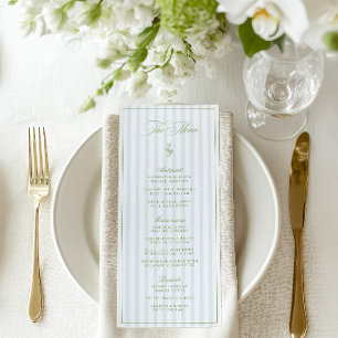 Vintage Speisekarte für Hochzeiten in Grün und Bla Menükarte
