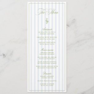 Vintage Speisekarte für Hochzeiten in Grün und Bla Menükarte
