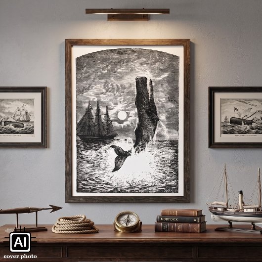 Vintage Spermienwale, Meerestiere Poster