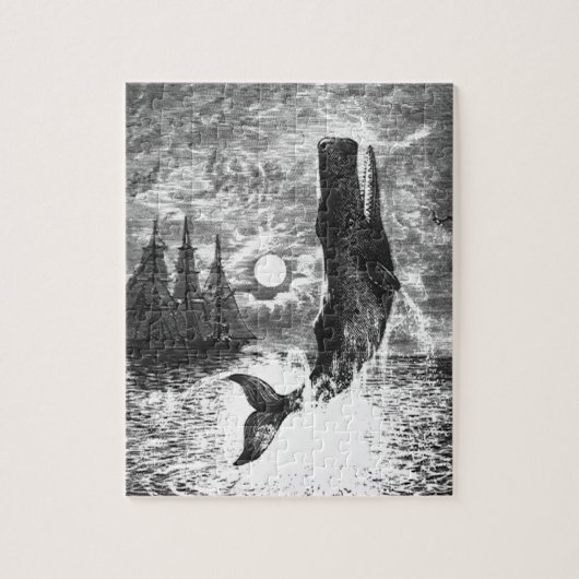 Vintage Spermienwale, Meerestiere Puzzle (Vertikal)