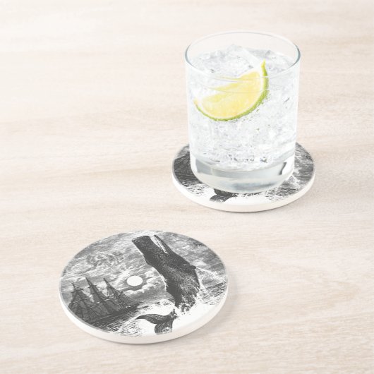 Vintage Spermienwale, Meerestiere Untersetzer (Seite)