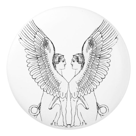 Vintage Sphinx-Abbildung Keramikknauf (Vorderseite)