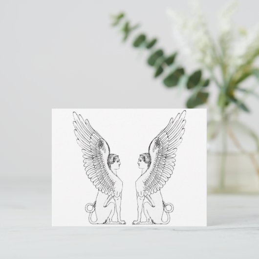 Vintage Sphinx-Abbildung Postkarte (Stehend Vorderseite)