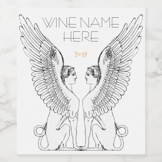 Vintage Sphinx-Abbildung Weinetikett (Einzelnes Label)