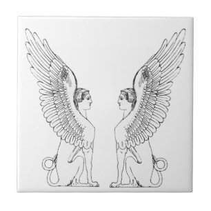 Vintage Sphinx-Illustration Fliese