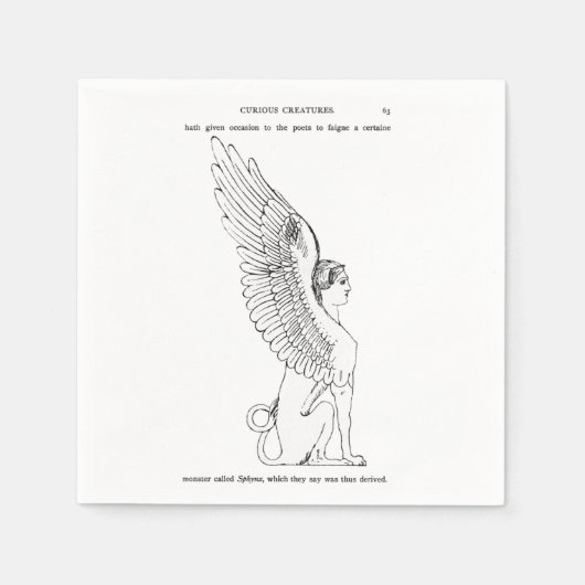 Vintage Sphinx-Illustration Serviette (Vorderseite)