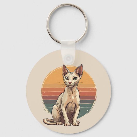 Vintage Sphynx Cat Mom Retro Art Schlüsselanhänger (Vorderseite)