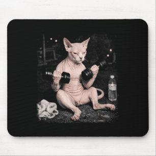 Vintage Sphynx-Katze Workout lustiges Fitness-Katz Mousepad