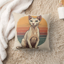 Vintage Sphynx-Katzenmutter Retro-Kunst Kissen