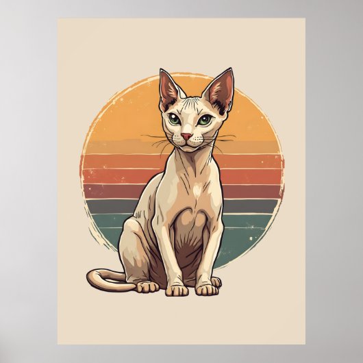 Vintage Sphynx-Katzenmutter Retro-Kunst Poster (Vorne)