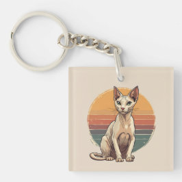 Vintage Sphynx-Katzenmutter Retro-Kunst Schlüsselanhänger