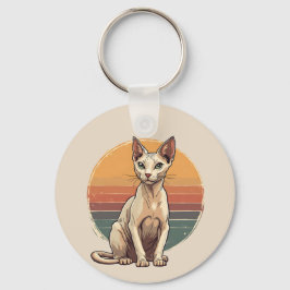 Vintage Sphynx-Katzenmutter Retro-Kunst Schlüsselanhänger