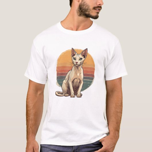 Vintage Sphynx-Katzenmutter Retro-Kunst T-Shirt (Vorderseite)