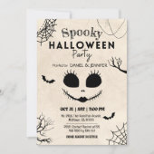 Vintage spider webs bats skull face Halloween Einladung (Vorderseite)