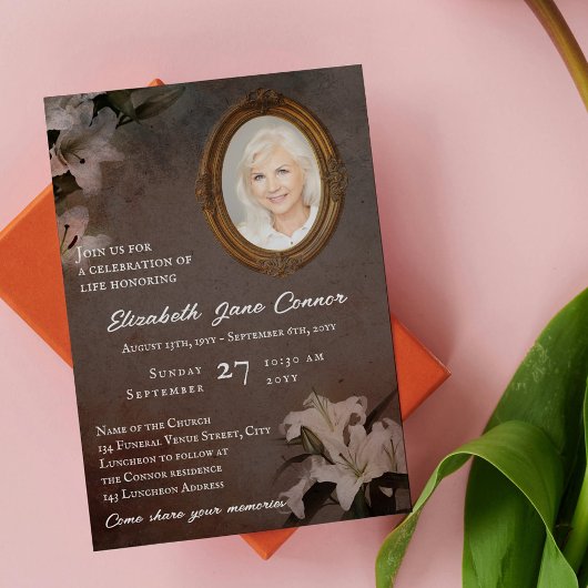 Vintage Spiegelrahmen Lilies Foto Life Celebration Einladung