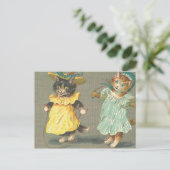 Vintage spielerische Kätzchen Postkarte (Stehend Vorderseite)