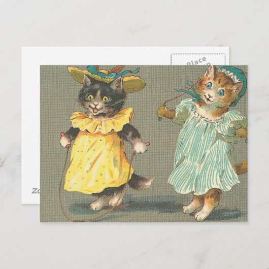 Vintage spielerische Kätzchen Postkarte (Vorne/Hinten)