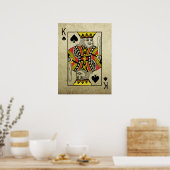 Vintage Spielkarten des Königs der Spades Poster (Küche)