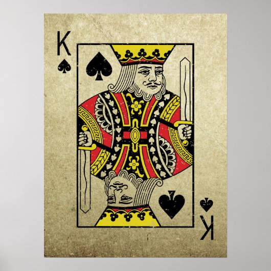 Vintage Spielkarten des Königs der Spades Poster (Vorne)