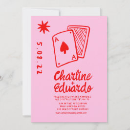 Vintage Spielkarten Herz Einfache Hochzeit Einladung