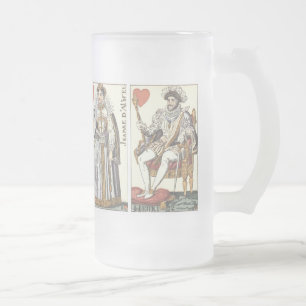 Vintage Spielkarten - Könige und Königinnen der He Mattglas Bierglas