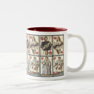 Vintage Spielkarten - Könige und Königinnen der He Zweifarbige Tasse