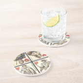 Vintage Spielkarten - Könige und Königinnen der Sandstein Untersetzer (Seite)