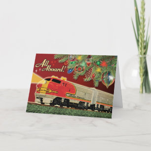 Vintage-Spielzeug-Modell-Weihnachtskarten Zug Feiertagskarte