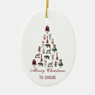 Vintage Spielzeug Weihnachtsbaum Rot Schrift Foto  Keramik Ornament