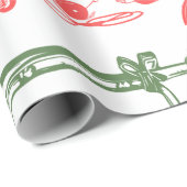 Vintage Spielzeug-Weihnachtsgeschenk-rotes grünes Geschenkpapier (Rolleneckpunkt)