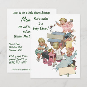 Vintage-Spielzeugeisenbahn-Baby-Shower-Einladung Einladung