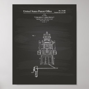 Vintage Spielzeugroboter 1955 Patent Kunst Tafelbi Poster