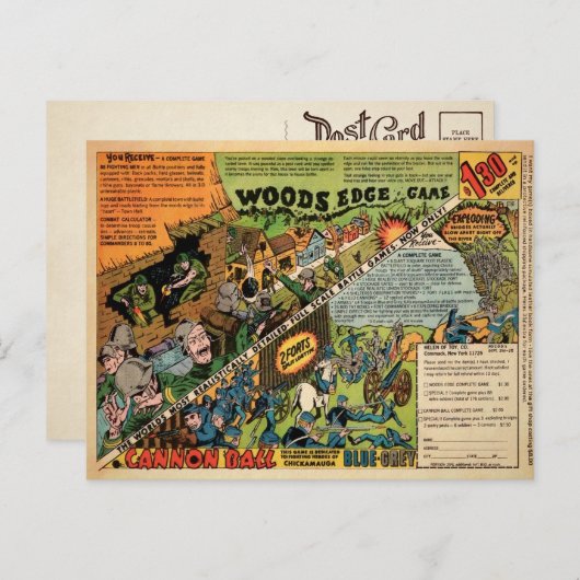 Vintage Spielzeugsoldaten Spielzeug und Postkarte (Vorne/Hinten)