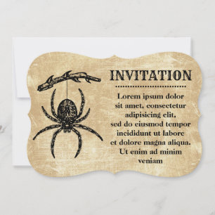 Vintage Spinne hängt an einem Ast Einladung