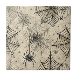 Vintage-Spinnen und -Netze Halloween-Muster Fliese
