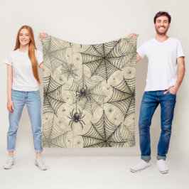 Vintage Spinnen und Weben Halloween-Muster Fleecedecke